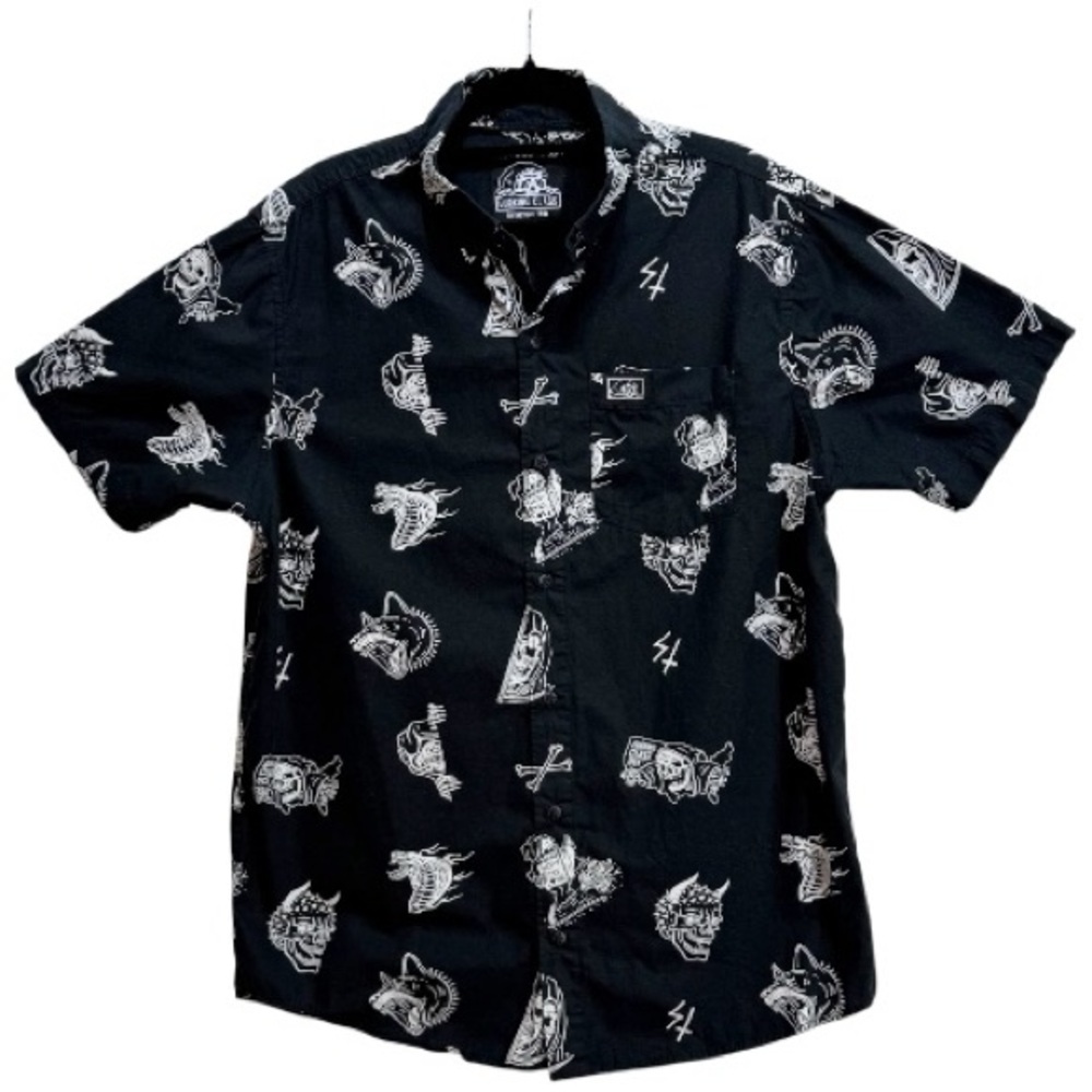 Lurking Class Sketchy Tank Button Up Shirt Men’s Medium Black Graphic Skull